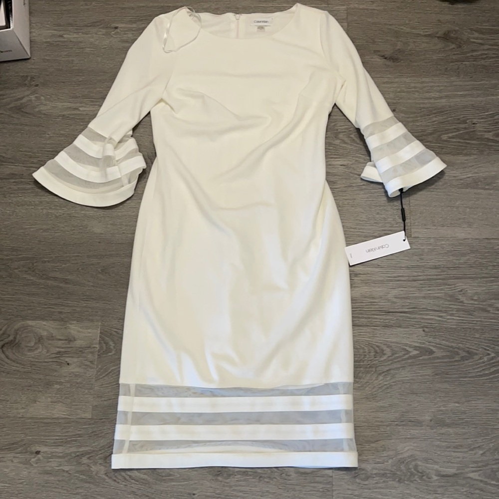 Calvin Klein White Bell Sleeve Dress